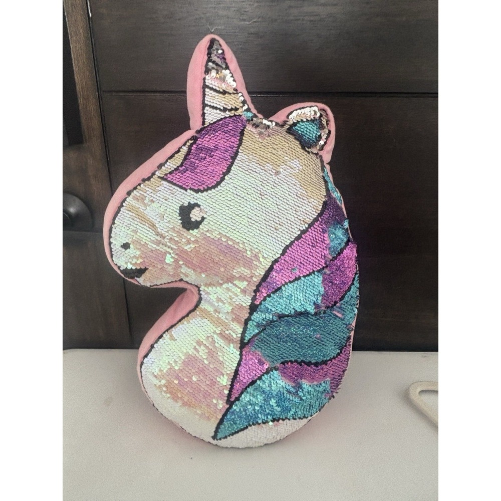 Adora Sequin Flip Unicorn Pillow Glittery Pink Girly Plush Stuffed Animals